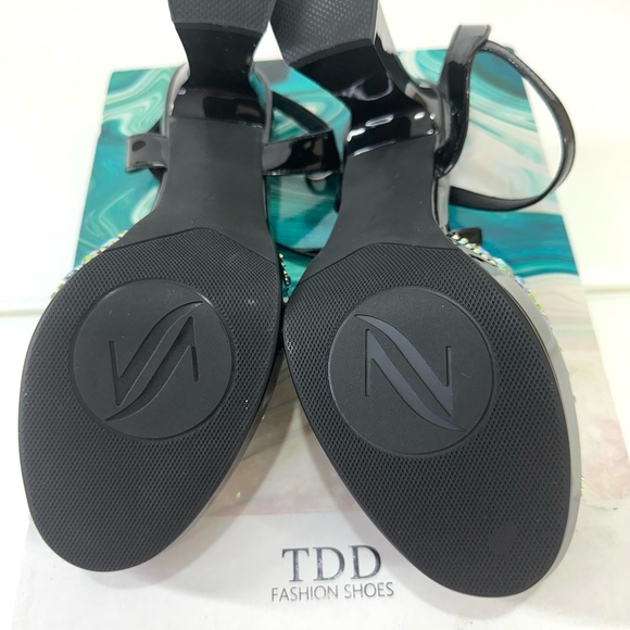 Black Rhinestone Platform Sandals - Picture 13 of 16